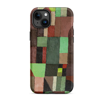 Red and Green Architecture - Paul Klee Phone Case Iphone 15 Plus / Matte Phone Case Geometric Abstract Design Blocks Green Brown Klee