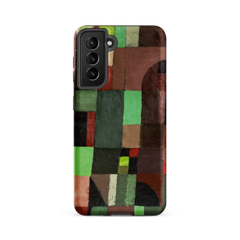 Red and Green Architecture - Paul Klee Phone Case Samsung Galaxy S21 Fe / Matte Phone Case Geometric Abstract Design Blocks Green Brown