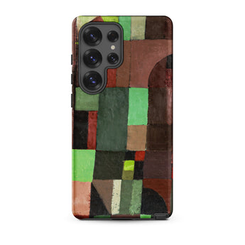 Red and Green Architecture - Paul Klee Phone Case Samsung Galaxy S25 Ultra / Matte Phone Case Geometric Abstract Design Blocks Green Brown