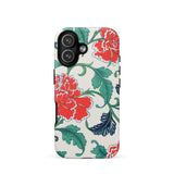 Red Peonies - Owen Jones Floral Phone Case Iphone 17 / Matte Floral Phone Case Red Green Flowers White Background Owen Jones, Chinese Peony