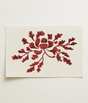 Red Floral Print Cream-colored Rectangular Card Taguchi Tomoki, Art, Rust-red Exhalation Spreads, Rice Paper