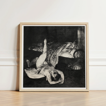 Reducing Exercises - George Bellows Art Print / Canvas Framed Black-and-white Artwork Two Figures Dramatic Expressive Style, Tips, Tenement