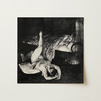 Reducing Exercises - George Bellows Art Print / Canvas Black White Ink Two Figures Dimly Lit