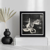 Reducing Exercises - George Bellows Art Print / Canvas Black-framed Artwork Monochrome Sketch Figure, Tips, Tenement Bedroom, Lithographic