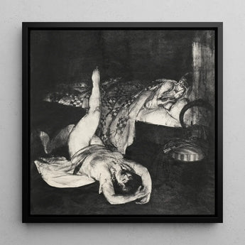 Reducing Exercises - George Bellows Art Print / Canvas Black-framed Monochrome Artwork Two Figures Textured Sketch-like Style, Tips,
