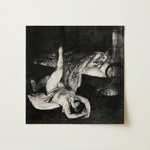 Reducing Exercises - George Bellows Art Print / Canvas Black White Ink Two Figures Dimly Lit, Tips, Tenement Bedroom, Lithographic Crayon,