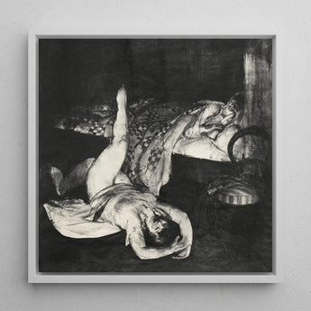 Reducing Exercises - George Bellows Art Print / Canvas Framed Black-and-white Lithograph Two Figures Dimly Lit Interior, Tips, Tenement