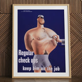 Regular Check-ups Keep Him on the Job Art Print / Canvas Framed Poster Cartoon Illustration Muscular Man Polka-dot Underwear Check Ups,