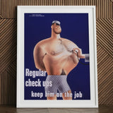 Regular Check-ups Keep Him on the Job Art Print / Canvas Framed Poster Cartoon Illustration Muscular Man Polka-dot Underwear Check Ups,
