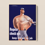 Regular Check-ups Keep Him on the Job Art Print / Canvas Framed Poster Cartoon Illustration Muscular Man Polka-dot Underwear Check Ups,