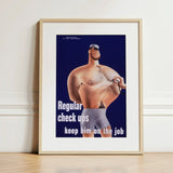 Regular Check-ups Keep Him on the Job Art Print / Canvas Framed Poster Cartoon Illustration Muscular Man Polka-dot Underwear Check Ups,