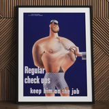 Regular Check-ups Keep Him on the Job Art Print / Canvas Framed Poster Cartoon Man Polka-dot Underwear Examined Stethoscope Check Ups,