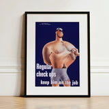 Regular Check-ups Keep Him on the Job Art Print / Canvas Framed Poster Cartoon Man Polka-dot Underwear Stethoscope Navy Check Ups, Herbert