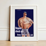Regular Check-ups Keep Him on the Job Art Print / Canvas Framed Poster Cartoon Man Polka-dot Underwear Stethoscope Set Check Ups, Herbert