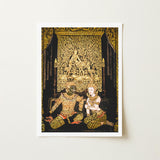 Rendezvous - Traditional Thai Temple Art Print / Canvas Framed Intricate Gold Black Spellbinding, Mythology, Prints