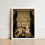 Framed Thai Traditional Art Print Intricate Gold Dark Spellbinding Temple, Mythology