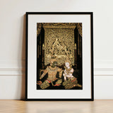 Rendezvous - Traditional Thai Temple Art Print / Canvas Black-framed Artwork Intricate Gold-leaf Figures Dark Spellbinding, Mythology,