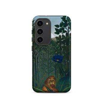 The Repast of the Lion - Henri Rousseau Phone Case Samsung Galaxy S23 / Matte Phone Case Lion Dense Green Foliage Blue Flower Henri