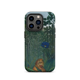 The Repast of the Lion - Henri Rousseau Phone Case Iphone 14 Pro / Matte Phone Case Lion Dense Green Foliage Vibrant Blue Henri Rousseau