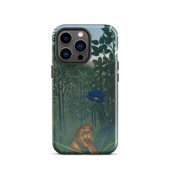 The Repast of the Lion - Henri Rousseau Phone Case Iphone 13 Pro / Gloss Phone Case Lion Dense Green Foliage Vibrant Blue Henri Rousseau