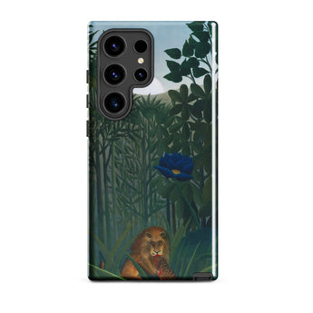 The Repast of the Lion - Henri Rousseau Phone Case Samsung Galaxy S24 Ultra / Gloss Phone Case Jungle Scene Lion Blue Flower Designed Henri