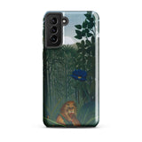 The Repast of the Lion - Henri Rousseau Phone Case Samsung Galaxy S21 Plus / Gloss Phone Case Jungle Scene Lion Blue Flower Designed Henri