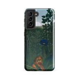 The Repast of the Lion - Henri Rousseau Phone Case Samsung Galaxy S21 Fe / Gloss Phone Case Jungle Scene Lion Blue Flower Designed Henri