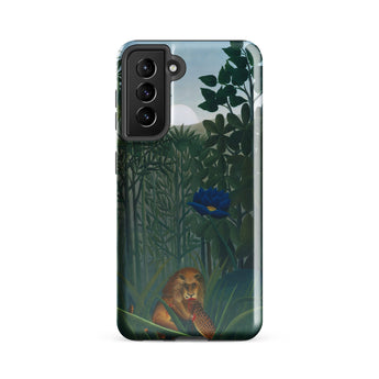 The Repast of the Lion - Henri Rousseau Phone Case Samsung Galaxy S21 Fe / Gloss Phone Case Jungle Scene Lion Blue Flower Designed Henri