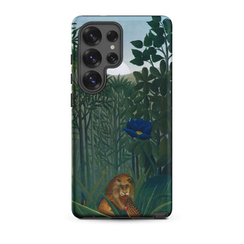 The Repast of the Lion - Henri Rousseau Phone Case Samsung Galaxy S25 Ultra / Matte Phone Case Jungle Scene Lion Blue Flower Designed Henri