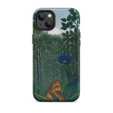 The Repast of the Lion - Henri Rousseau Phone Case Iphone 14 Plus / Matte Phone Case Jungle Scene Lion Blue Flower Printed Henri Rousseau