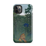 The Repast of the Lion - Henri Rousseau Phone Case Iphone 11 Pro Max / Gloss Phone Case Lion Lush Green Foliage Blue Flower Henri Rousseau