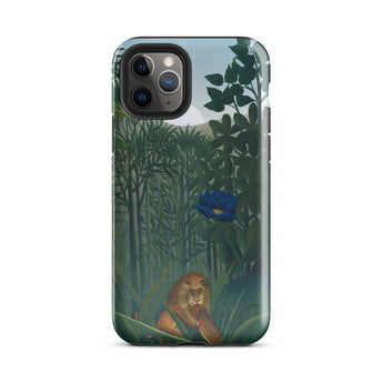 The Repast of the Lion - Henri Rousseau Phone Case Iphone 11 Pro / Gloss Phone Case Lion Lush Green Foliage Vibrant Blue Henri Rousseau
