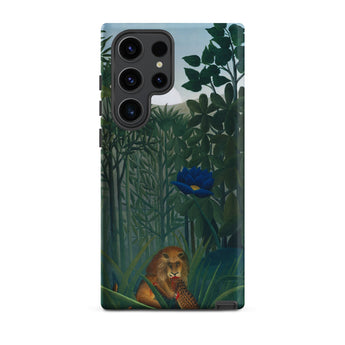 The Repast of the Lion - Henri Rousseau Phone Case Samsung Galaxy S23 Ultra / Matte Phone Case Lush Jungle Scene Lion Blue Flower Henri