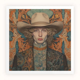 Reuben - Gay Redhead Cowboy Art Print / Canvas 12x12’’ / 31x31cm / Unframed / White Border Square-framed Portrait Print Person Beige Cowboy