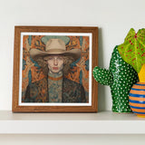 Reuben - Gay Redhead Cowboy Art Print / Canvas Square-framed Portrait Person Beige Hat Set Ornate Dandy, Spirit’s Queer Prints