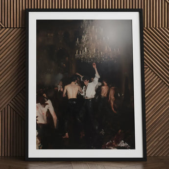 Reverie - Gay Circuit Party Aristocrats Art Print / Canvas Black-framed Moody Dimly Lit Scene People, Peeled Fruit Prints