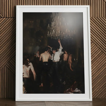Reverie - Gay Circuit Party Aristocrats Art Print / Canvas White-framed Dimly Lit Energetic Dance Scene, Peeled Fruit Prints