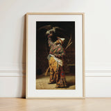 Rich Kyrgyz Hunter with a Falcon - Vasily Vereshchagin Art Print / Canvas, 12x18’’ / 31x46cm / Natural Frame / Matboard, Posters Prints &