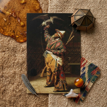 Rich Kyrgyz Hunter with a Falcon - Vasily Vereshchagin Art Print / Canvas Rectangular Art Print Man Traditional Colorful Attire Eagle