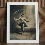 Ringleader - Gay Neoclassical Art Print / Canvas Framed Black-and-white Artwork Muscular Man Motion Rope Hoop Queer Body Liberation,