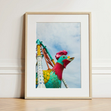 Rise and Shine - Amusement Park Fun Fair Ride Art Print / Canvas Vibrant Colorful Framed Print Stylized Rooster Turquoise Red Fun Fair