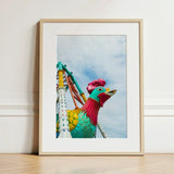 Rise and Shine - Amusement Park Fun Fair Ride Art Print / Canvas Vibrant Colorful Framed Stylized Rooster Turquoise Red, Rooster’s Reign,