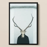 Ritual - Creepy Deer Skull Art Print / Canvas Black-framed Stark White Prominent Figure Stands Prints
