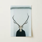 Ritual - Creepy Deer Skull Art Print / Canvas Minimalist Black-and-white Photographic Prominent Antlers Figure Stands Prints