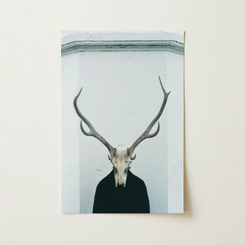 Ritual - Creepy Deer Skull Art Print / Canvas Minimalist Black-and-white Photographic Prominent Antlers Figure Stands Prints