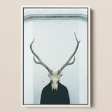 Ritual - Creepy Deer Skull Art Print / Canvas Minimalist Framed Stark White Figure Stands Prints
