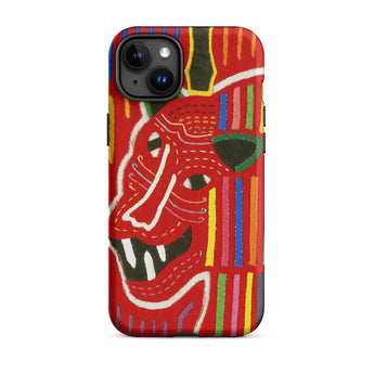 Roaring Tiger Appliqué - Mola Embroidery Phone Case, Iphone 15 Plus / Matte, Mobile Cases, Toby Leon