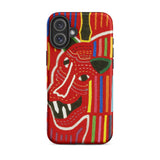 Roaring Tiger Appliqué - Mola Embroidery Phone Case, Iphone 16 Plus / Matte, Mobile Cases, Toby Leon