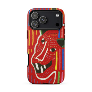 Roaring Tiger Appliqué - Mola Embroidery Phone Case, Iphone 17 Pro Max / Matte, Mobile Cases, Toby Leon
