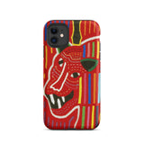 Roaring Tiger Appliqué - Mola Embroidery Phone Case Iphone 11 / Matte Red Phone Case Colorful Tiger Design Mola-inspired Iphone Case,